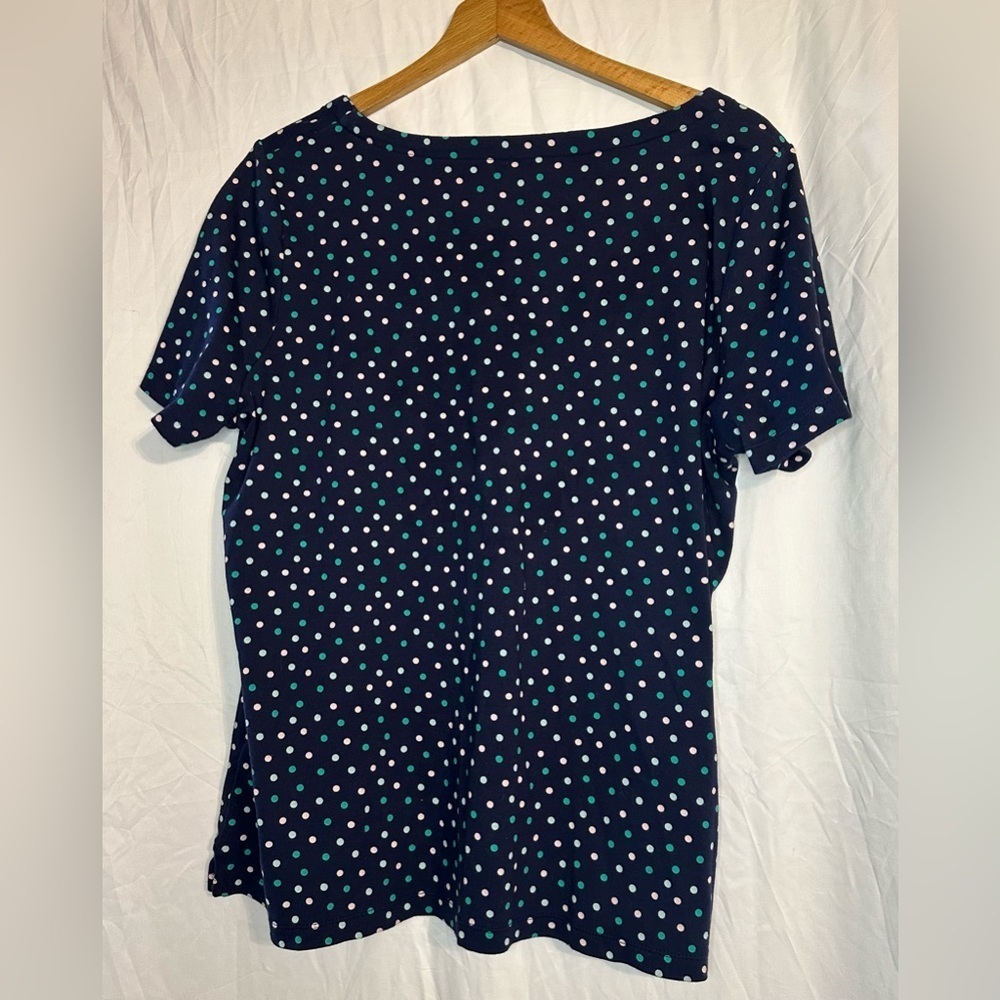 Kim Rogers  Perfectly Soft Women’s Short Sleeve Polka Dots V-Neck Top Size XL - Picture 5 of 9